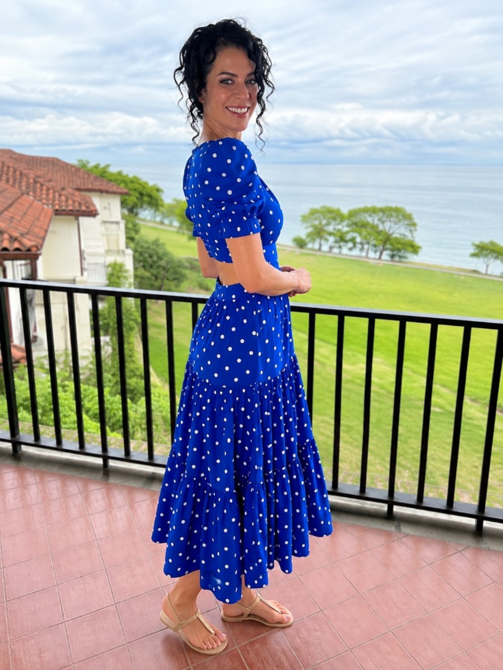 Lilly Pulitzer Blue Polka Dot Cutout Midi Dress NWT 💙